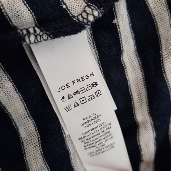 JOE FRESH | 100% Linen Stripped Tee Dress Mini Semisheer Sz L - Picture 9 of 9